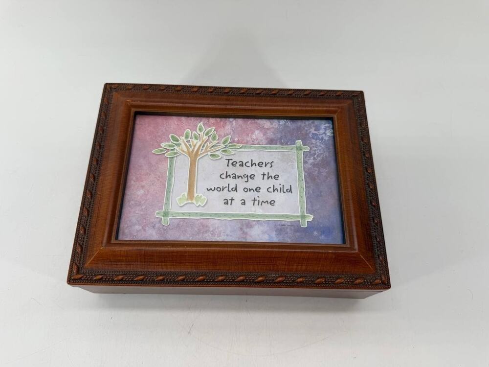 Teacher Gift Wooden Musical Jewelry Box Photo Frame Linda Grayson